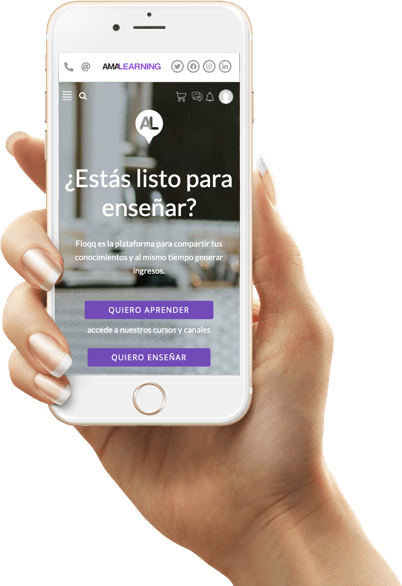 teléfono móvil inteligente con página de Amalearning